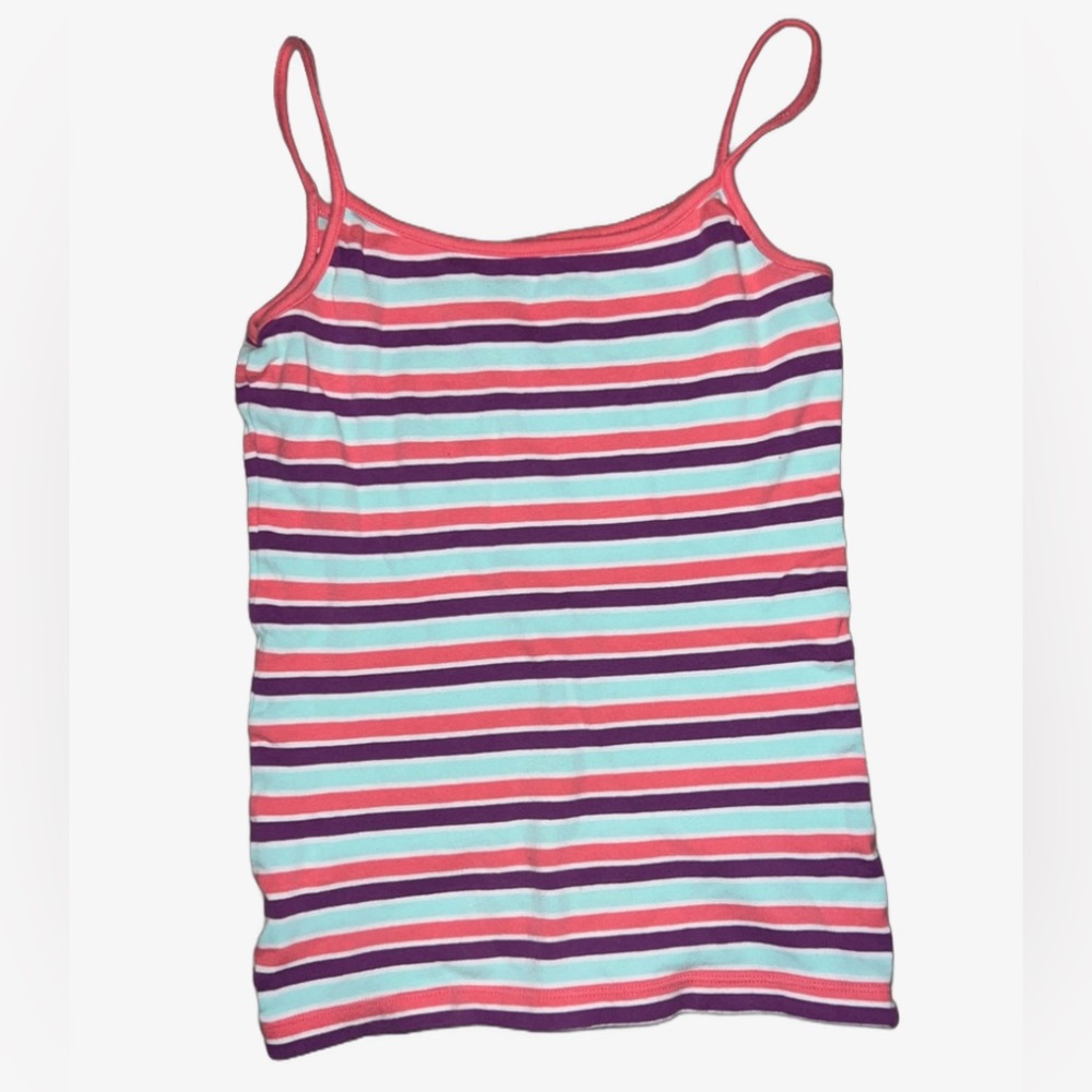 Pink, White, Purple, & Sky Blue Striped Tank Top